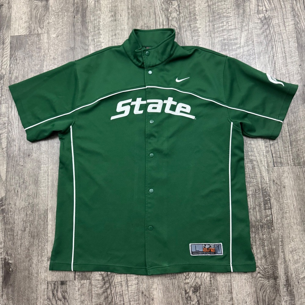 Vtg Nike Elite Michigan State Spartans Basketball Warm Up Shooting Jersey Shirt